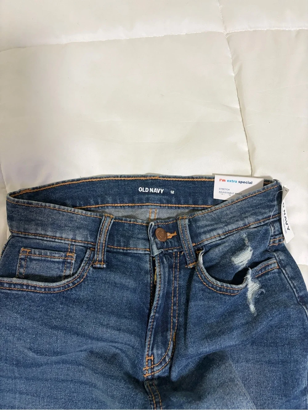 Old Navy Kids Dark Blue Denim Cutoff Shorts Stretch Waistband NWT Size 12